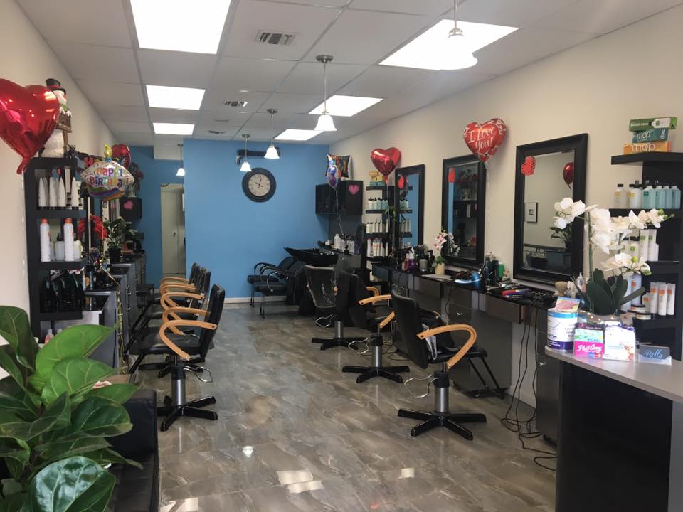 Bella's Hair Salon clean, professional interior with comfortable styling stations in Arlington Heights